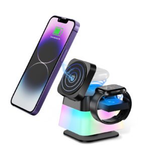 4 In 1 Rotatable Colorful Lighting Wireless Charger Stand For Phone